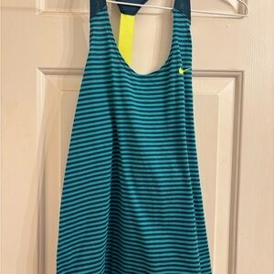 Nike Blue and Yellow Striped Tank Top